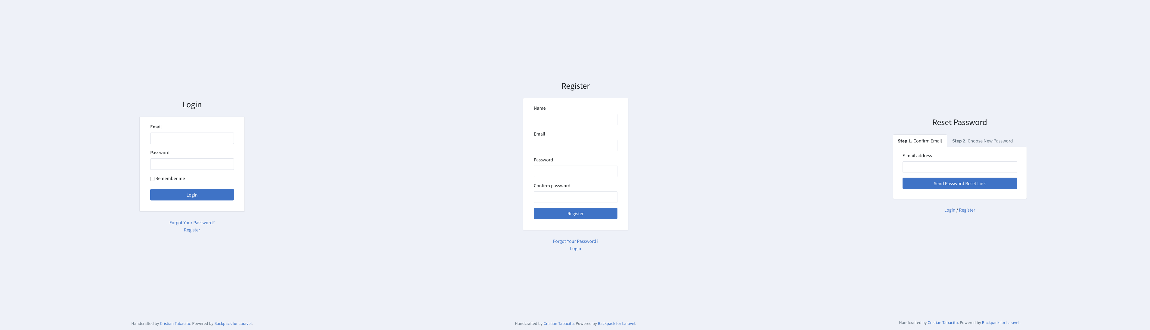Backpack Authentication Screens